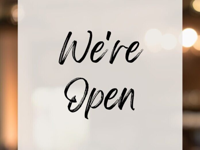 Beige-Simple-We-Are-Open-Metal-Sign-e1700258611887
