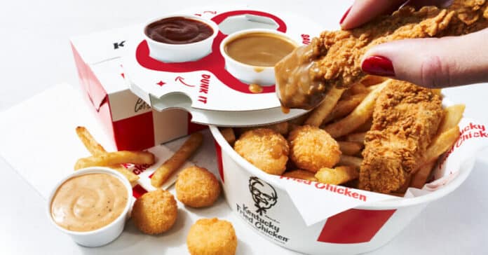 The Dunk It Bucket is here to level up your dipping game. Hand-breaded Original Recipe® Tenders, Secret Recipe Fries, and crispy Mashed Potato Poppers, paired with your choice of sauces for the ultimate dunk. Get yours today, starting at just $7.​