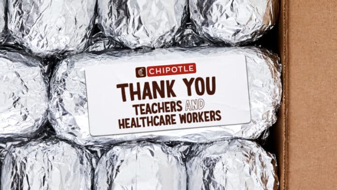 CHIPOTLE CELEBRATES TEACHERS AND THE HEALTHCARE COMMUNITY WITH MORE THAN $2 MILLION IN FREE BURRITOS