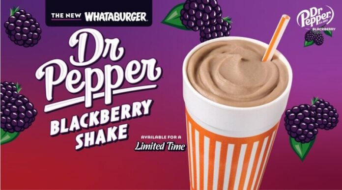 Whataburger-Introduces-the-New-Dr-Pepper-Blackberry-Shake-A-Fresh-Spin-on-Two-Texas-Icons Available Starting Aug. 5 for a Limited Time, Just in Time for 75-cent Whataburger Digital-only Deal on National Whataburger Day