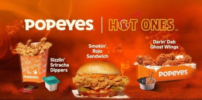 Sizzlin' Sriracha Dippers + Smokin' Rojo Sandwich + Darin’ Dab Ghost Wings – Popeyes