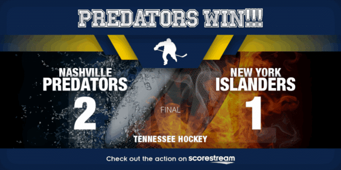New York_vs_Nashville_twitter_teamWins Predators defeat Islanders 2-1 in shootout as Saros makes 30 saves and Forsberg scores decisive goal at Bridgestone Arena.