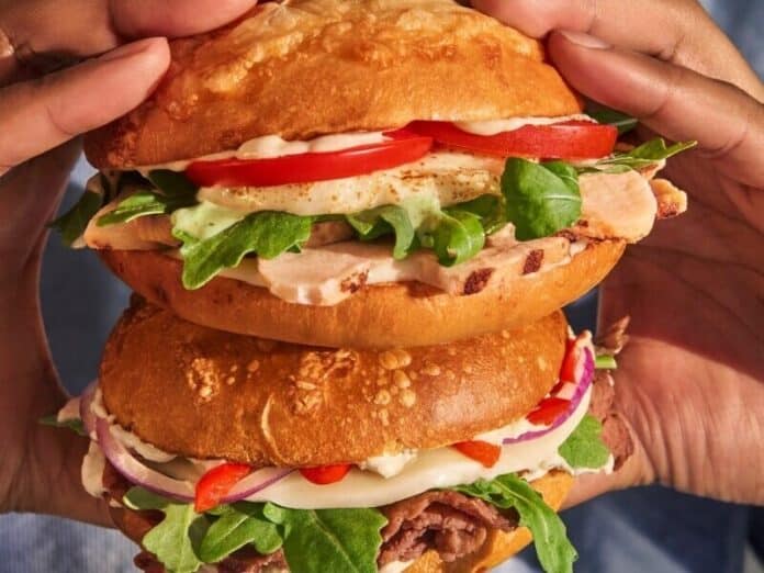 Spicy_Steak_Chicken_Roma_Asiago_Bagel (1) ASIAGO BAGEL STACKS ARE BACK FOR $7.99 AT PANERA BREAD