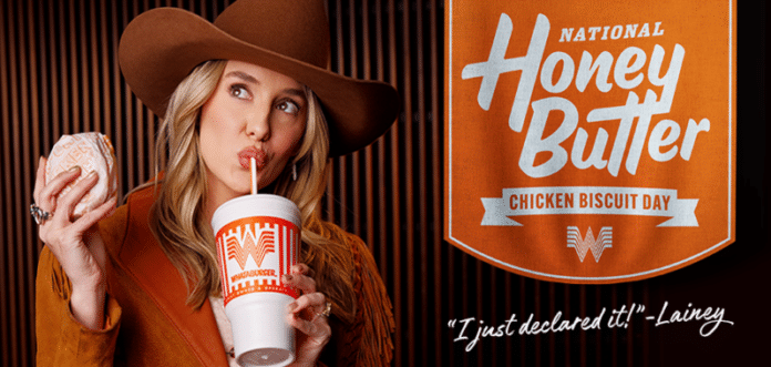 Lainey Wilson and Whataburger Declare February 4 National Honey Butter Chicken Biscuit Day