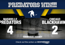 Nashville Predators defeat Chicago Blackhawks 4-2 at Bridgestone Arena preds