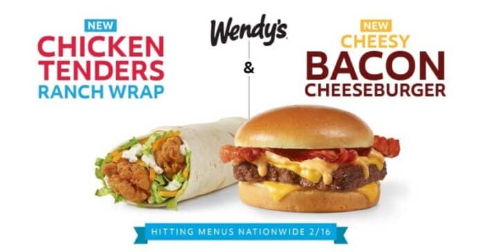 Wendy’s NEW Chicken Tenders Ranch Wrap and Cheesy Bacon Cheeseburger hit U.S. menus on February 16 for a limited time