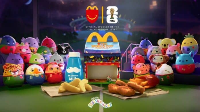 McDonald's is celebrating FIFA World Cup 26 with limited-time meals, collectible cups, and Squishmallows Happy Meals starting June 4.