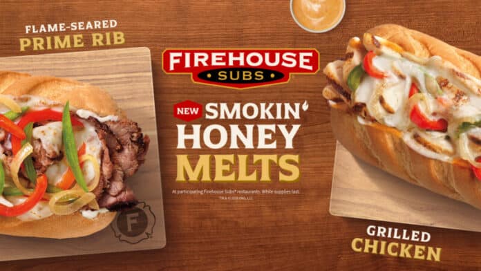Smokin-Honey-Melts firehouse subs Firehouse Subs® is growing its Melts lineup with the new Smokin' Honey Chicken Melt and Smokin' Honey Steak Melt, featuring an all-new honey chipotle sauce, melty provolone, caramelized onions and bell peppers on a toasted signature roll, launching nationwide Monday, July 6, 2026.