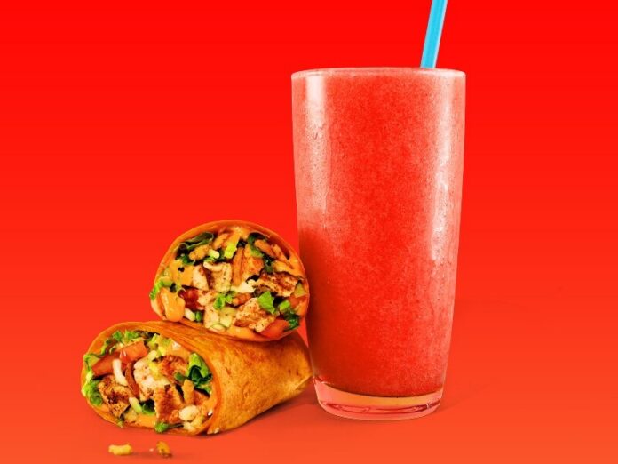Tropical-Smoothie-Cafe The Tiki Torch Wrap delivers layers of heat and texture that are perfectly balanced by the refreshing taste of a smoothie.
