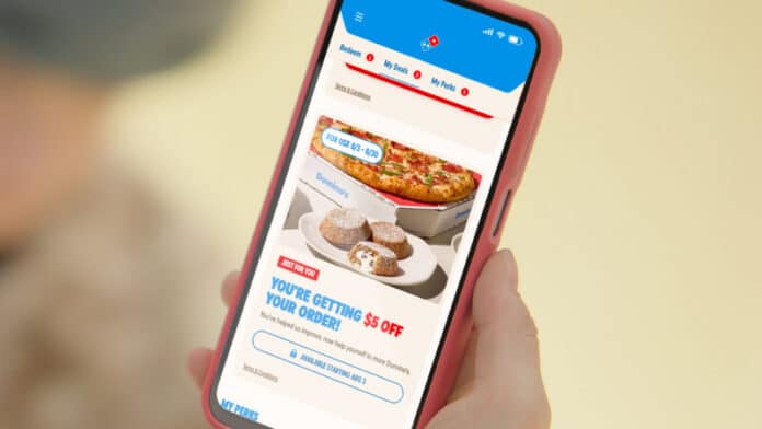 Dominos-Beta-Testers Domino’s is paying customers to try its new digital ordering experience by giving them $5 off their next order.
