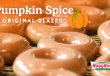 Krispy Kreme Pumpkin Spice Original Glazed Doughnut Returns for Four Days Only Get a dozen Pumpkin Spice Original Glazed® Doughnuts for just $5 with the purchase of any dozen at regular price