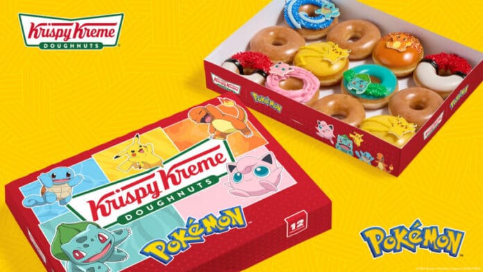 Krispy_Kreme_x_Pokemon_Media_Image Beginning Tuesday, Aug. 18, for a limited time, Trainers and doughnut lovers can discover Krispy Kreme's new Pokémon Doughnut Collection