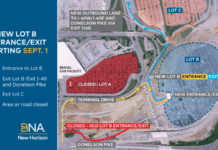 BNA Economy Lot B Entrance, Exit Moving Sept. 1