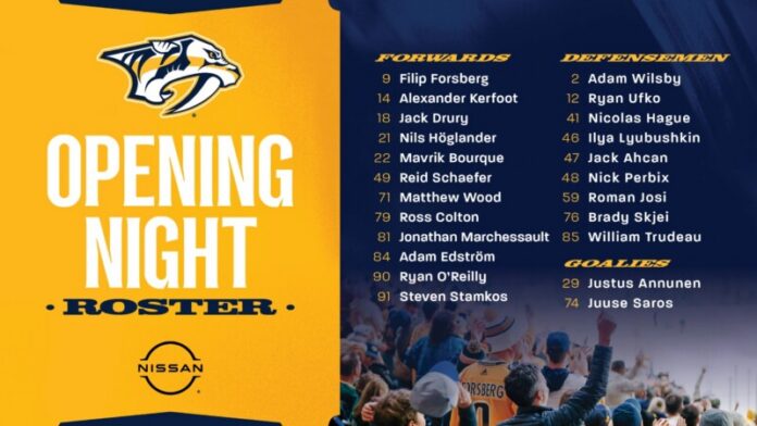 Predators Announce 2026-27 Opening Night Roster