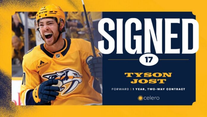 Predators Sign Tyson Jost to One-Year, Two-Way Contract