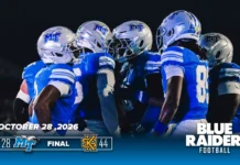 MTSU Falls 44-28 to Kennesaw State Blue Raiders drop weeknight finale to Kennesaw